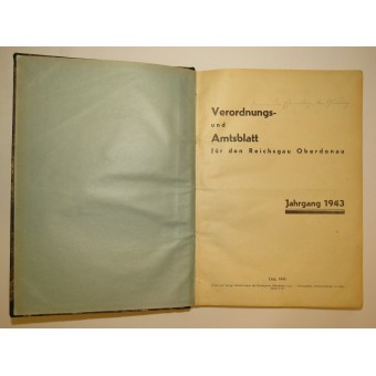 Свод законов, верхне-дунайской области в Рейхе за 1943-й год.. Espenlaub militaria